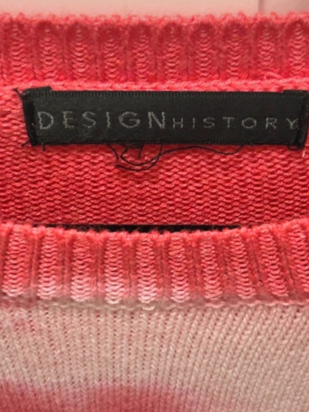 Design History Coral to Light Pink Ombre Crewneck Sweater